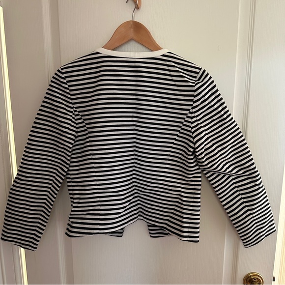 Halogen Black & White Striped Zip Jacket Blazer - Picture 4 of 8